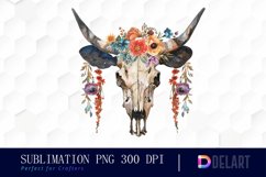 Flower Cow Skull Sublimation PNG Clipart Product Image 1