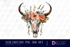 Flower Cow Skull Sublimation PNG Clipart Product Image 1