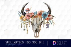 Flower Cow Skull Image Clipart Product Image 1