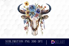 Flower Cow Skull PNG Clipart Product Image 1