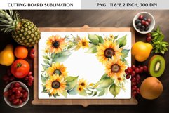 Watercolor Sunflowers Wreath|Cutting Board Sublimation Product Image 1