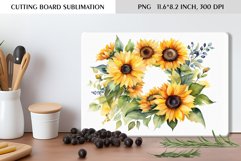 Watercolor Sunflowers Wreath|Cutting Board Sublimation Product Image 1