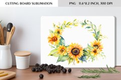 Watercolor Sunflowers Wreath|Cutting Board Sublimation Product Image 1