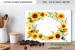 Watercolor Sunflowers Wreath|Cutting Board Sublimation Product Image 1