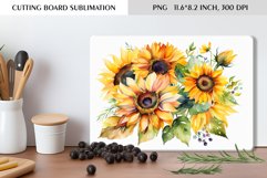 Watercolor Sunflowers Wreath|Cutting Board Sublimation Product Image 1