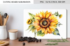 Watercolor Sunflowers Wreath|Cutting Board Sublimation Product Image 1