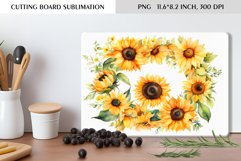 Watercolor Sunflowers Wreath|Cutting Board Sublimation Product Image 1