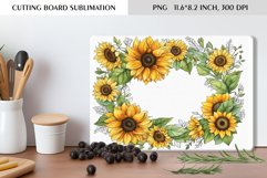 Watercolor Sunflowers Wreath|Cutting Board Sublimation Product Image 1