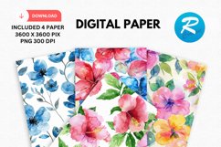 Watercolor Flowers Paper, Flower Background Product Image 1
