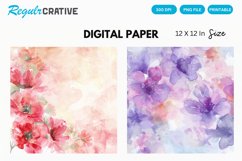 Watercolor Flower Digital Paper, Flower Background Product Image 1