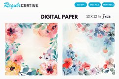 Watercolor Flower Digital Paper, Flower Background Product Image 1