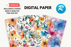 Watercolor Flowers Paper, Flower Background Product Image 1