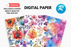 Watercolor Flowers Paper, Flower Background Product Image 1