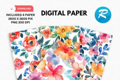Watercolor Flowers Paper, Flower Background Product Image 1