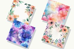 Watercolor Flower Digital Paper Bundle Product Image 2