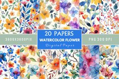 Watercolor Flower Digital Paper Bundle Product Image 1