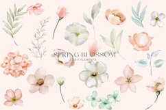 Spring Blossom Watercolor Peachy and Mint Flower Clipart Product Image 7