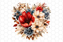 Watercolor Flower Heart Clipart Sublimation PNG design