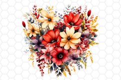Watercolor Flower Heart Clipart Sublimation PNG design