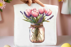 Watercolor Flower Mason Jar Clipart Product Image 2