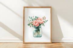 Watercolor Flower Mason Jar Clipart Product Image 3