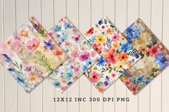Watercolor Flower Medley Seamless Digital Paper Bundle Product Image 2