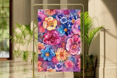 Watercolor Flower Medley Seamless Digital Paper Bundle Product Image 5