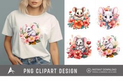 Watercolor Flower Mouse Clipart Product Image 1