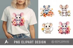 Watercolor Flower Mouse Clipart Product Image 1