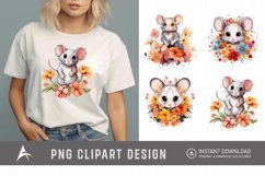 Watercolor Flower Mouse Clipart Product Image 1