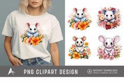 Watercolor Flower Mouse Clipart Product Image 1
