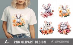 Watercolor Flower Mouse Clipart Product Image 1