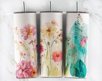 Watercolor Pastel Colors Wildflowers Tumbler Wrap PNG Product Image 3