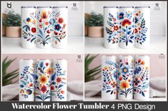 Watercolor Flower Sublimation Tumbler Design Product Image 1