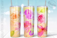 Watercolor flowers tumbler PNG, ROSES tumbler PNG Product Image 1