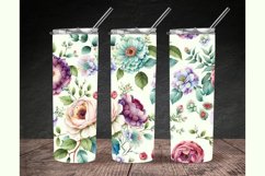 Watercolor Flower Tumbler Wrap, Flower Tumbler Sublimation Product Image 1
