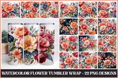 Watercolor Flower Sublimation Tumbler Wrap Bundle Product Image 1