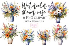 Watercolor flower vase PNG clipart | Spring sublimation PNG Product Image 1