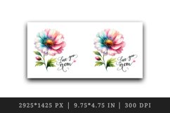 Watercolor flower with note Love You Mom Mother Day greeting quote print 20 oz tumbler skinny mug wrap clipart t-shirt sublimation printable design