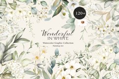 Watercolor White Flowers &amp; Greenery Large Collection Product Image 2