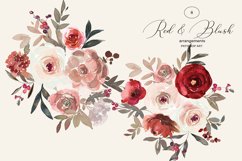 Watercolor Red and Blush Flowers Clipart Set Product Image 3