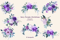 WatercolorFloral Purple Christmas Clipart Collection Product Image 4