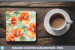 GorgeousWatercolor Flowers Square Coaster design.