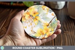 GorgeousWatercolor Flowers Round Coaster design.