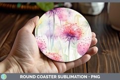 GorgeousWatercolor Flowers Round Coaster design.