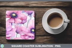 GorgeousWatercolor Flowers Square Coaster design.