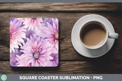 GorgeousWatercolor Flowers Square Coaster design.