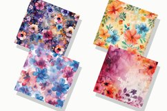 Watercolor Flowers Seamless Digital Paper Bundle Product Image 6
