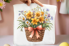 Watercolor Flowers Basket Clipart Product Image 2