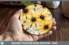 GorgeousWatercolor Flowers Round Coaster design.